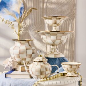 Check Enamel Compote – Mocha Check, Large