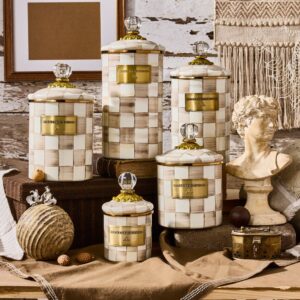 Mocha Check Enamel Canisters – Mocha Check, Medium