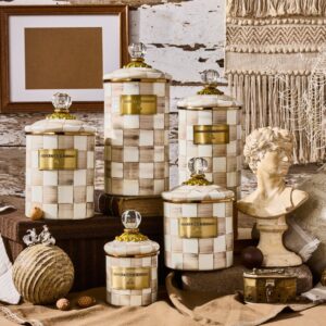 Mocha Check Enamel Canisters – Mocha Check, Large