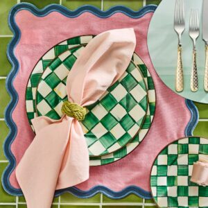 Emerald Check Enamel Dinnerware – Emerald Check, Dinner Plate