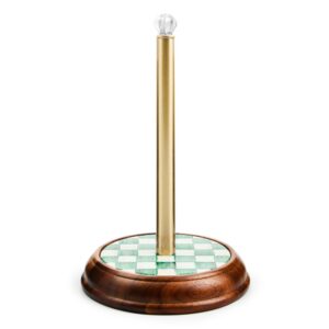 Rosy Check Wood Paper Towel Holder – Emerald Check