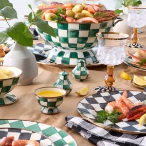 Enamel Salt & Pepper Shakers – Emerald Check, Small