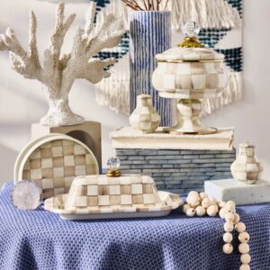 Enamel Salt & Pepper Shakers – Mocha Check, Small