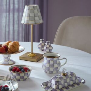 Enamel Salt & Pepper Shakers – Violet Check, Small