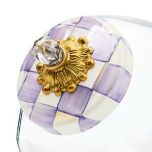 Cookie Jar with Emerald Check Lid – Violet Check