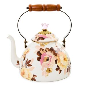Floral Tea Kettle – Wild Rose White, 3 Quart