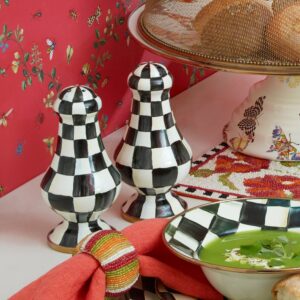 Enamel Salt & Pepper Shakers – Courtly Check, Large