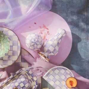 Enamel Salt & Pepper Shakers – Violet Check, Large