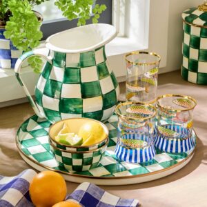 Rosy Check Pinch Bowl – Emerald Check
