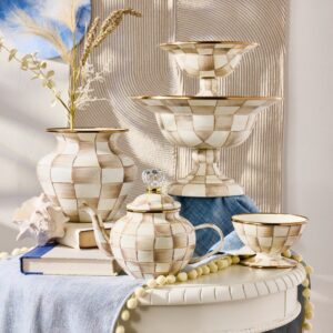 Emerald Check Ice Cream Dish – Mocha Check