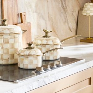 Mocha Check Cookware – Mocha Check, 2.5 Qt. Saucepan