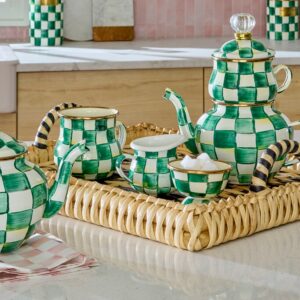 Enamel Little Creamer – Emerald Check