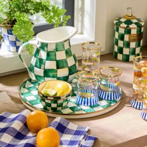Courtly Check Round Tray – Emerald Check