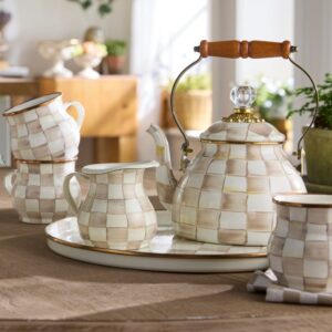 Courtly Check Round Tray – Mocha Check