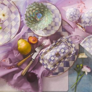 Courtly Check Round Tray – Violet Check