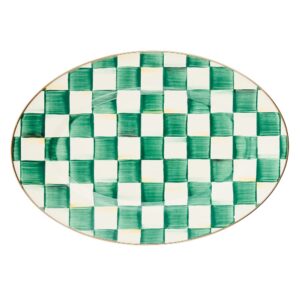 Check Enamel Oval Platter – Emerald Check, Small