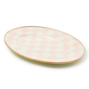 Check Enamel Oval Platter – Rosy Check, Small