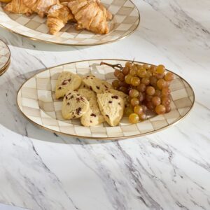 Check Enamel Oval Platter – Mocha Check, Small