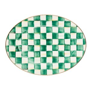 Check Enamel Oval Platter – Emerald Check, Medium
