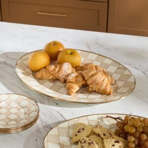 Check Enamel Oval Platter – Mocha Check, Medium