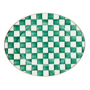 Check Enamel Oval Platter – Emerald Check, Large