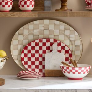 Check Enamel Oval Platter – Mocha Check, Large