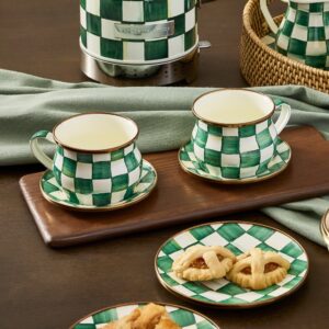 Rosy Check Espresso Cup & Saucer Set – Emerald Check