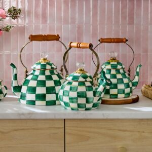 Mocha Check Whistling Tea Kettle – Emerald Check
