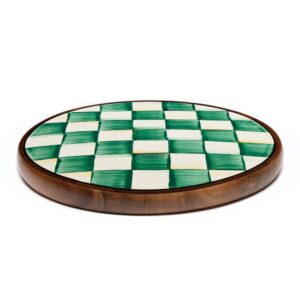 Rosy Check Large Trivet – Emerald Check