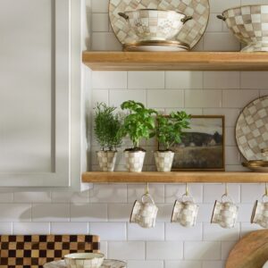 Rosy Check Herb Pots, Set of 3 – Mocha Check