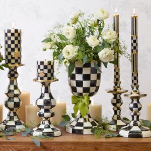 Courtly Check Enamel Pedestal Vase – Green Bow
