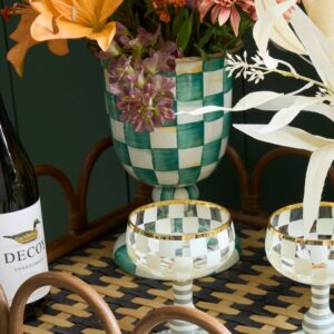 Rosy Check Pedestal Vase – Emerald Check