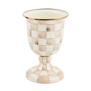 Rosy Check Pedestal Vase – Mocha Check