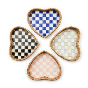 Check Enamel & Rattan Tray – Rosy Check, Heart