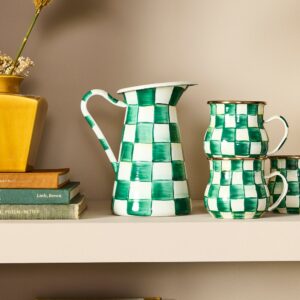 Enamel Practical Pitcher – Emerald Check, Medium