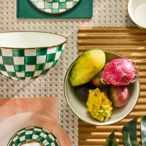 Emerald Check Enamel Everyday Bowl – Emerald Check, Large