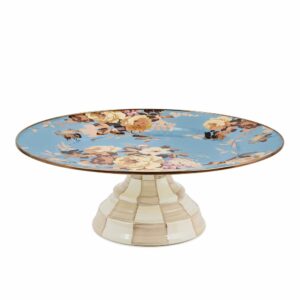 Floral Pedestal Platter – Wild Rose Slate, Large