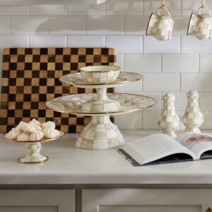 Check Pedestal Platter – Mocha Check, Large