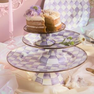 Check Pedestal Platter – Violet Check, Large