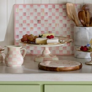 Check Pedestal Platter – Rosy Check, Small
