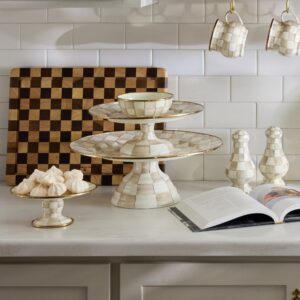 Check Pedestal Platter – Mocha Check, Small