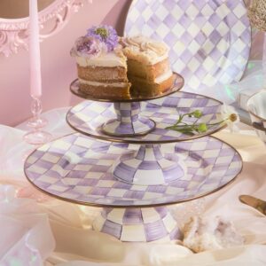 Check Pedestal Platter – Violet Check, Small