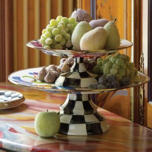 Floral Pedestal Platter – White Flower Market, Small