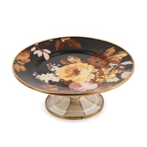 Floral Pedestal Platter – Wild Rose Brown, Mini