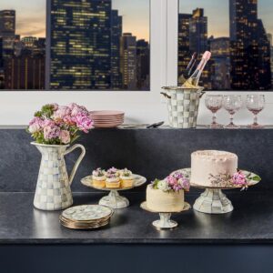 Check Pedestal Platter – Sterling Check, Mini