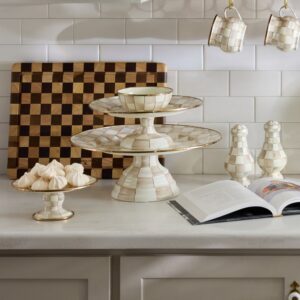 Check Pedestal Platter – Mocha Check, Mini
