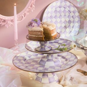 Check Pedestal Platter – Violet Check, Mini