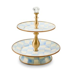 Enamel Sweet Stand – Sky Check, Two Tier