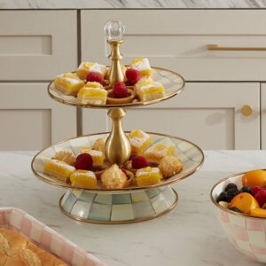 Enamel Sweet Stand – Sterling Check, Two Tier