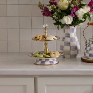 Enamel Sweet Stand – Violet Check, Two Tier